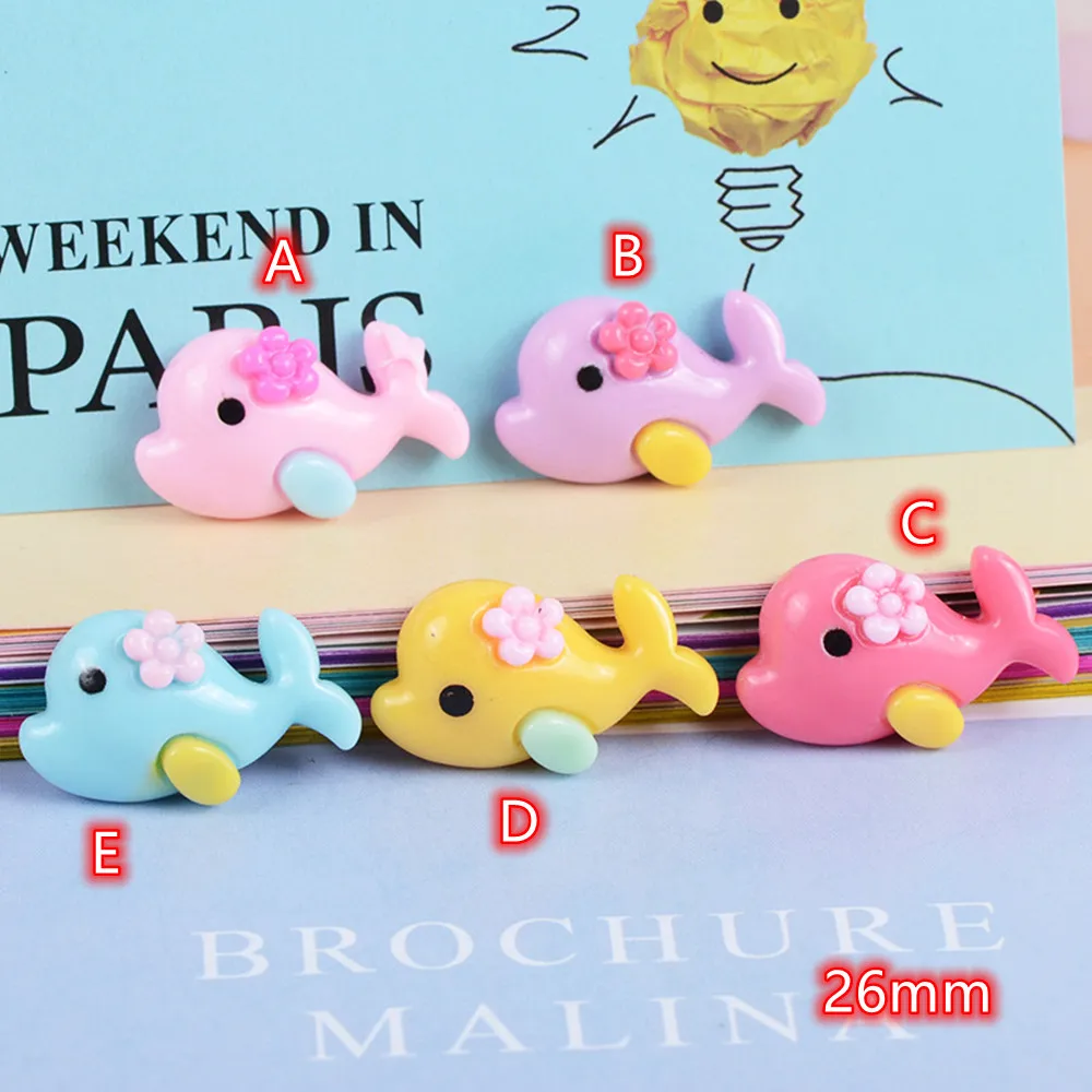 

Kawaii Cartoon Dolphin Flat Back Resin Cabochon for Hair Bows Center 20pcs cute Cartoon Accessories DIY Scrapbooking Decoration