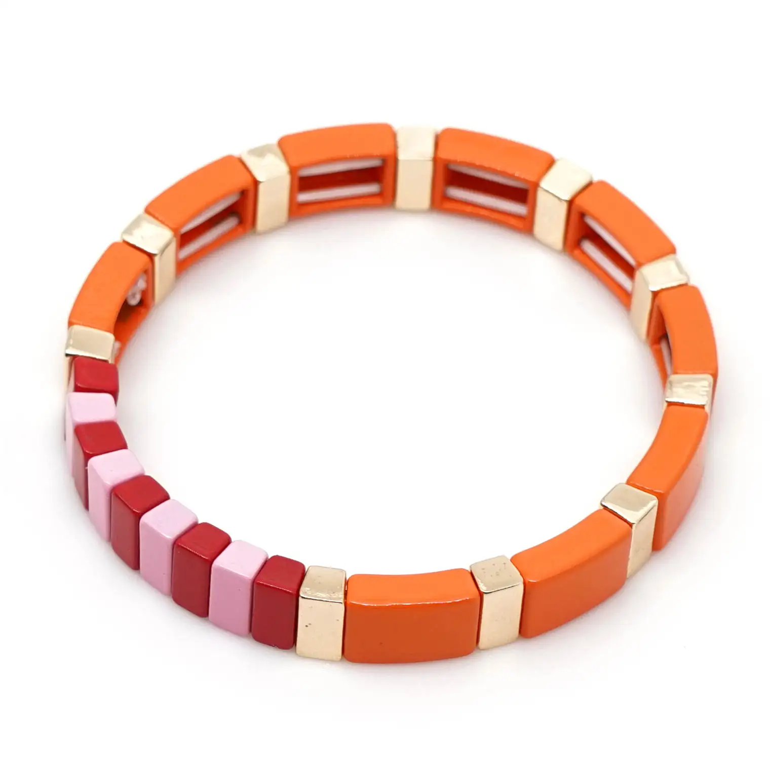 Shinus Новинка Браслет для женщин розовый плитка браслеты Pulsera Mujer красочные Boho летние пляжные модные ювелирные изделия Сплав эмаль