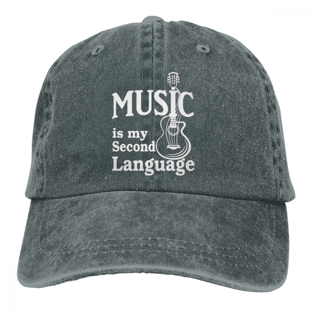 Music Is My Second language Casquette черные унисекс Мужские Женские джинсовые бейсболка с ремешком кепки Регулируемая шляпа для гольфа папа