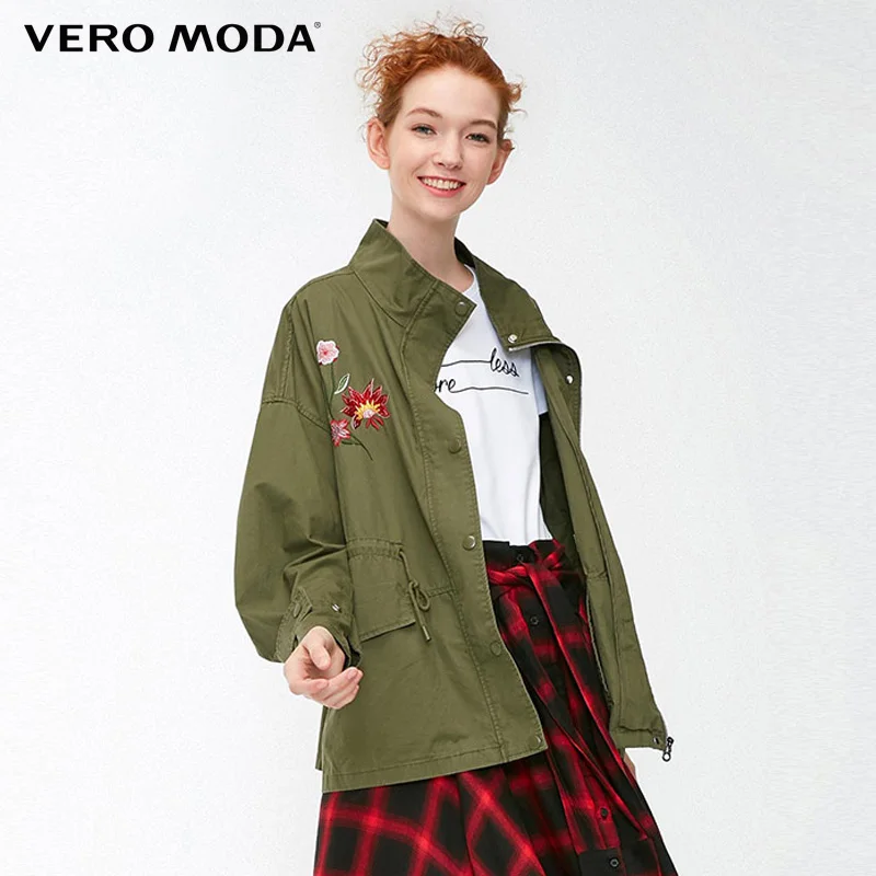 Женская Весенняя куртка на молнии с цветочным рисунком Vero Moda | 318321538|Плащи и