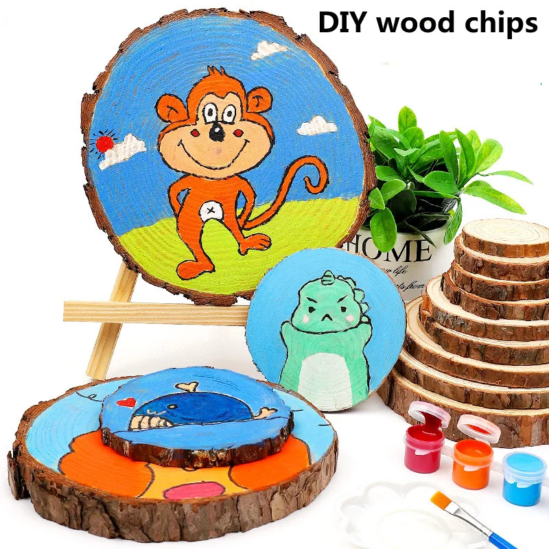 2-22cm Thick 1 Pack Natural Pine Round Unfinished Wood Slices Circles With Tree Bark Log Discs DIY Crafts Wedding Party Painting images - 6