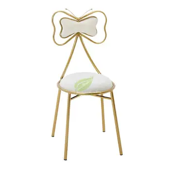 

Fashion Makeup Stool Dressing Table Nordic Bow Net Red Ins Female Home Simple Nail Bedroom Wrought Iron Back Chair