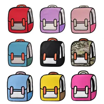 

Fashion Creative Women 2D Drawing Backpack 3D Jump Style Cartoon School Bag