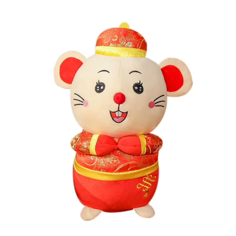 

New 2020 Year Plush Rat Year Mascot Toy Red Mouse In Tang Suit Soft Toys Chinese New Year Party Decoration Birthday Gift