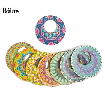 

BoYuTe (5 Pairs/Lot) Mix Colors Random 6CM Double-sided Patch Wooden Pendant Charms Diy Drop Earrings Jewelry Accessories