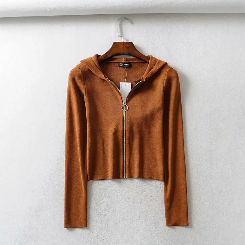 T56 Khaki 1198 Bazaleas винтажный женский свитер с шапкой модный вязаный кардиган на молнии пуловеры женские свитера шикарный кардиган дропшиппинг - Цвет: T56 Khaki 1198