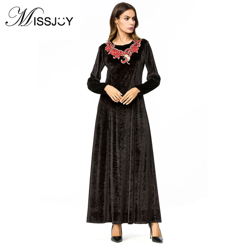 

Open Abaya Dubai Muslim Dress Moroccan Velvet Mimono Kaftan Robe Long sleeve Embroidery Islamic Turkish Party Dress