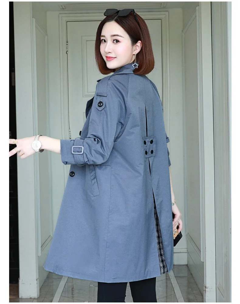 Windbreaker coats female medium length autumn new Korean loose double-breasted jacket women's popular spring plus size coat tide