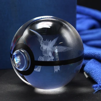 

Pokemon Design Scyther Go Ball Good Quanlity K9 Crystal Pokemon Ball With Led Light Base For Gift
