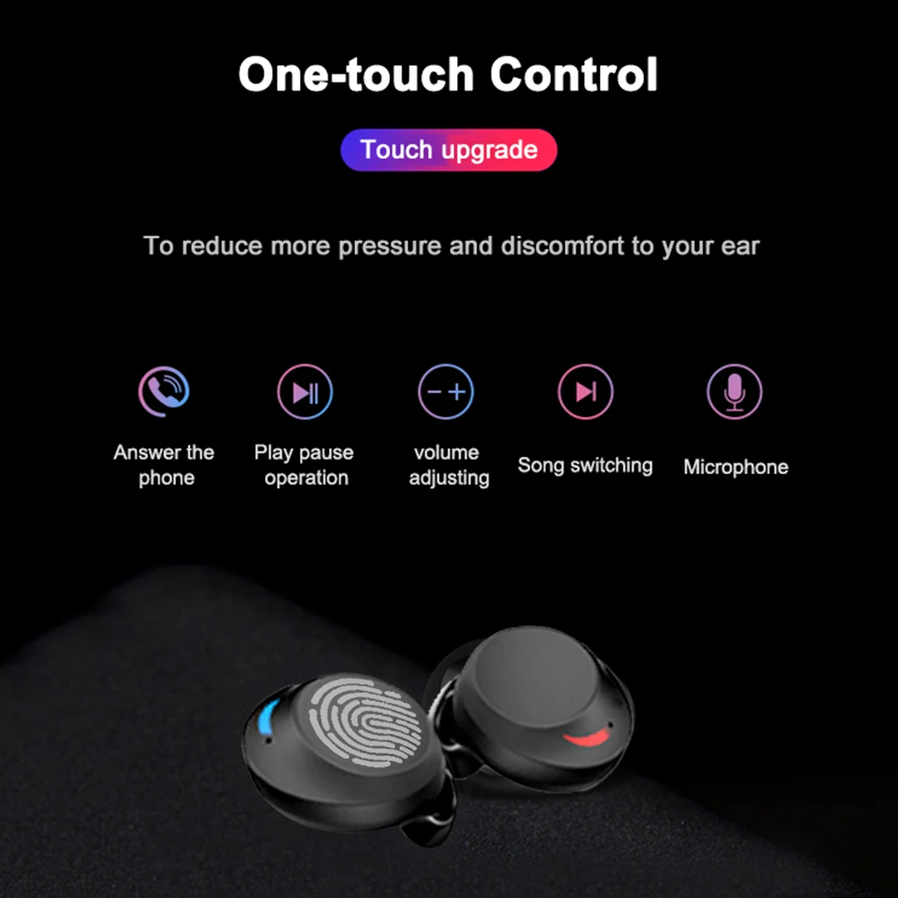 DOCIDACI C3 TWS беспроводные наушники Bluetooth наушники с сенсорной клавишей 5,0 наушники IPX8 водонепроницаемые с 3000 мАч зарядным устройством