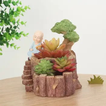 

Small Monk Flower Pot Decoration New Imitation Stone Zen Garden Meaty Potted