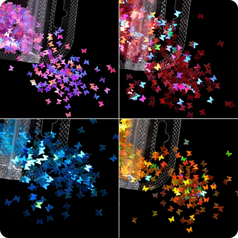 Голографическая Бабочка Форма ногтей Блеск микро лазер звезда хлопья 3D Серебро Золото Блестки лак Маникюр украшения для ногтей