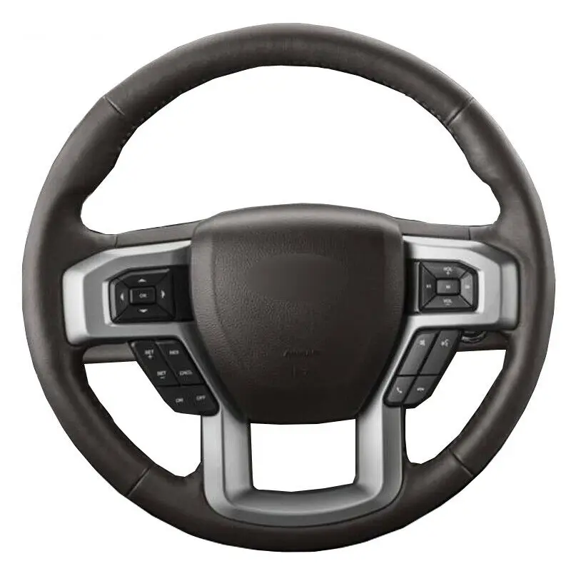 

Car Steering Wheel Cover Custom Made Anti-Slip Hand-Sewing Black Smooth Leather DIY for Ford F-150 2016 2017 2018 2019 2020