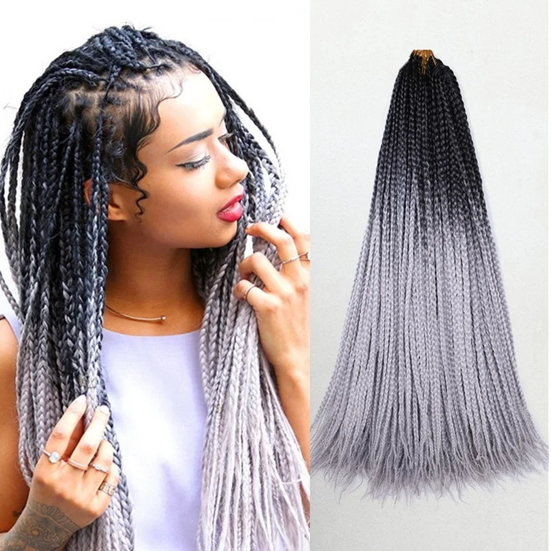 

Long Ombre Box Braids Hair Crochet Hair 24 Inch Synthetic Pre Stretched Braiding Hair Soft Colorful Crochet Braid Hair Extension
