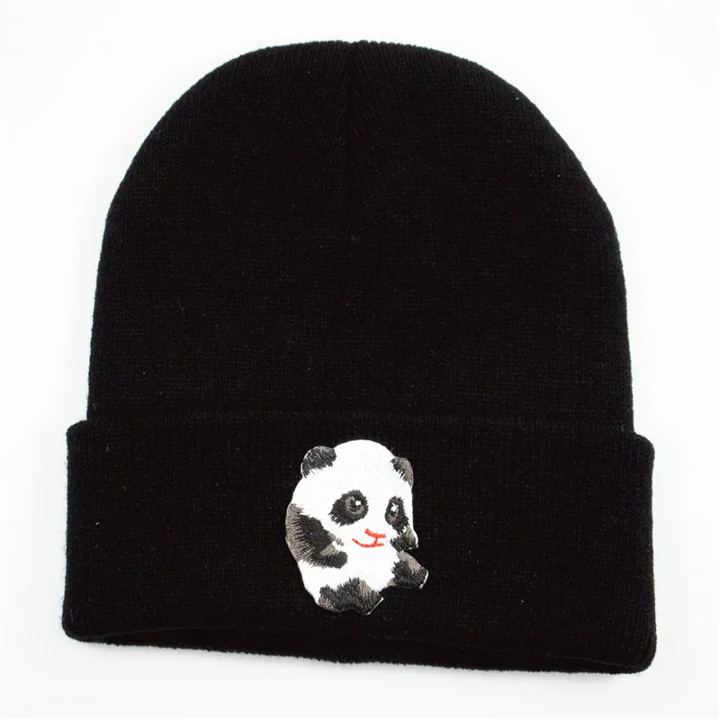 

LDSLYJR плотная вязаная шапка из хлопка с вышивкой животного панды зимняя теплая шапка шапочки шапка облегающая шапка для мужчин и женщин 174