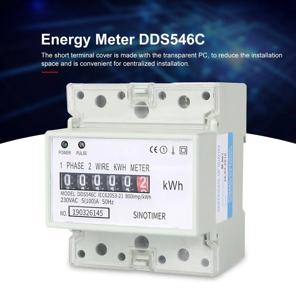 SINOTIMER DDS546C 230VAC однофазный счетчик энергии 4 P, аналоговый Электрический ваттметр, бытовой Электрический измеритель на din рейку