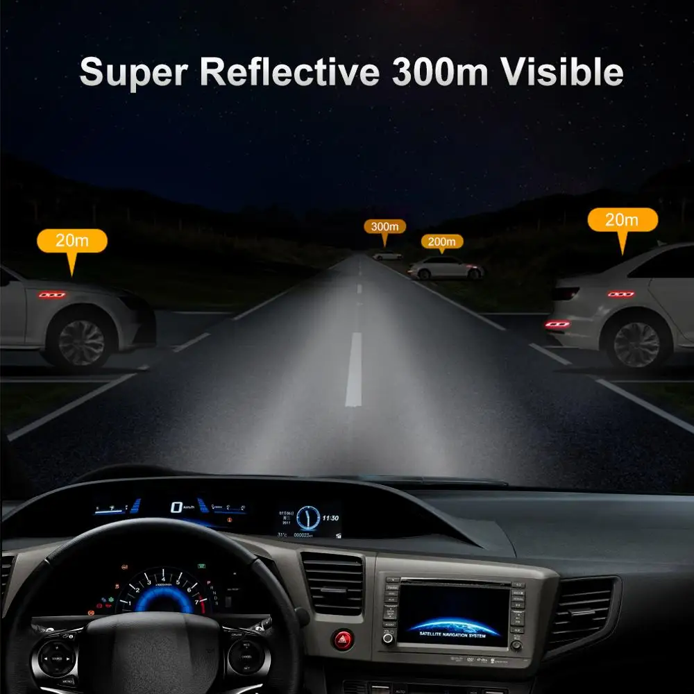 6Pcs/Set Car Reflective Strips Safety Reflector Stickers Warning Tape Exterior Accessories Motorcycle Auto Tail Mark Decals