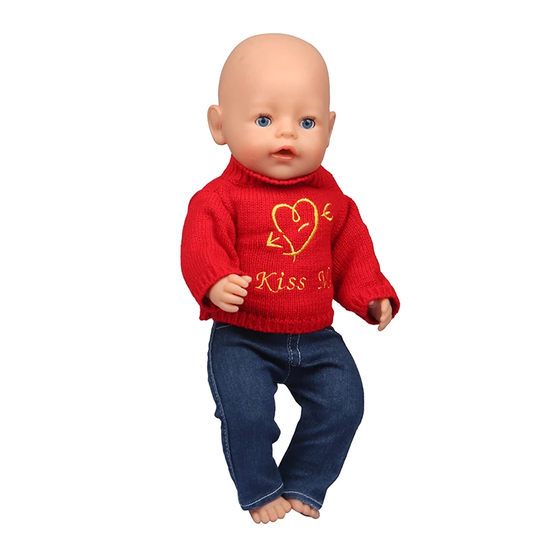 43 Cm Baby New Born Doll Clothes Wool Cute Santa Claus, Tree, Elk Christmas Clothes Suit For American 18 Inch Girl Doll Toy Gift