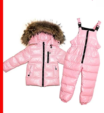 Winter Fashion Girls Big Fur Collar Down Jacket Cotton Boy Hooded Jacket Thickening Children's Warm Cotton Jacket 3-8 years old