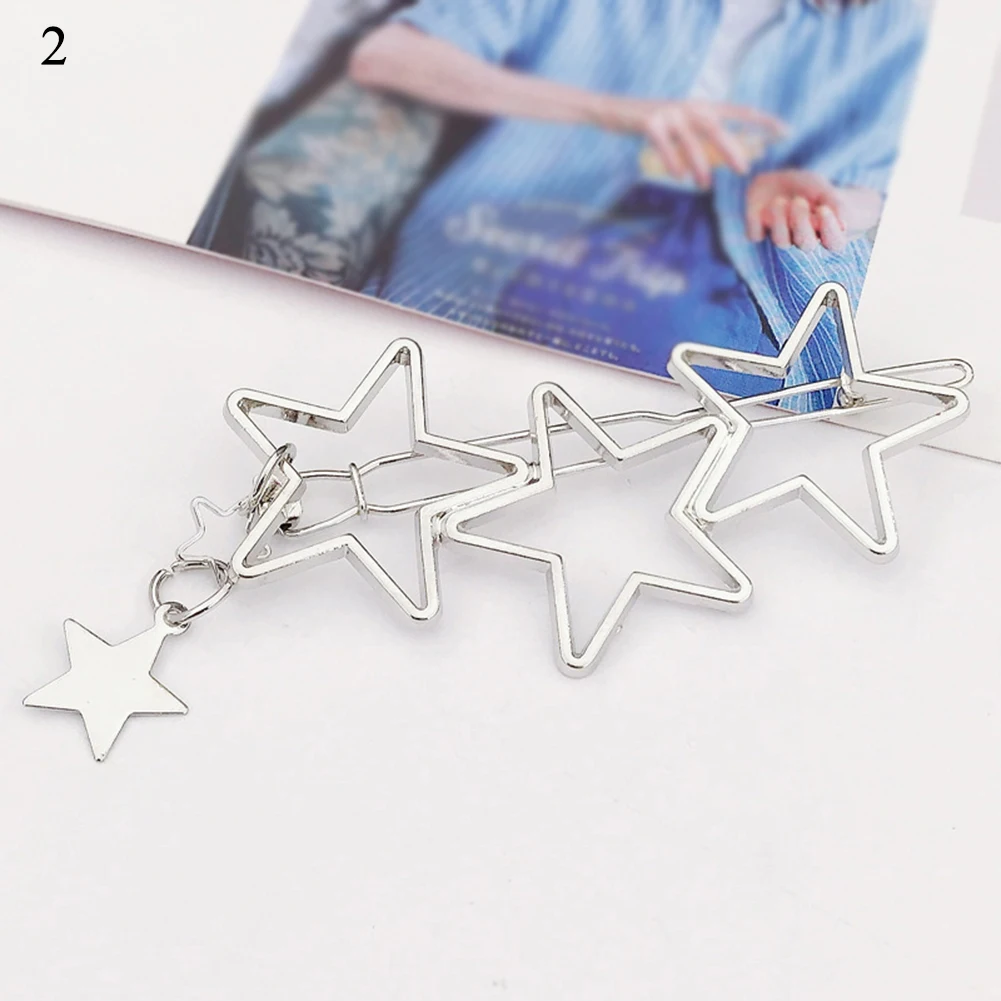 3D Geometric Stars Moon Rhinestone Hair Clip Set Silver Snowflake Star Hairpins Women Side Clip Hair Barrettes Hair Accessories ladies headband Hair Accessories