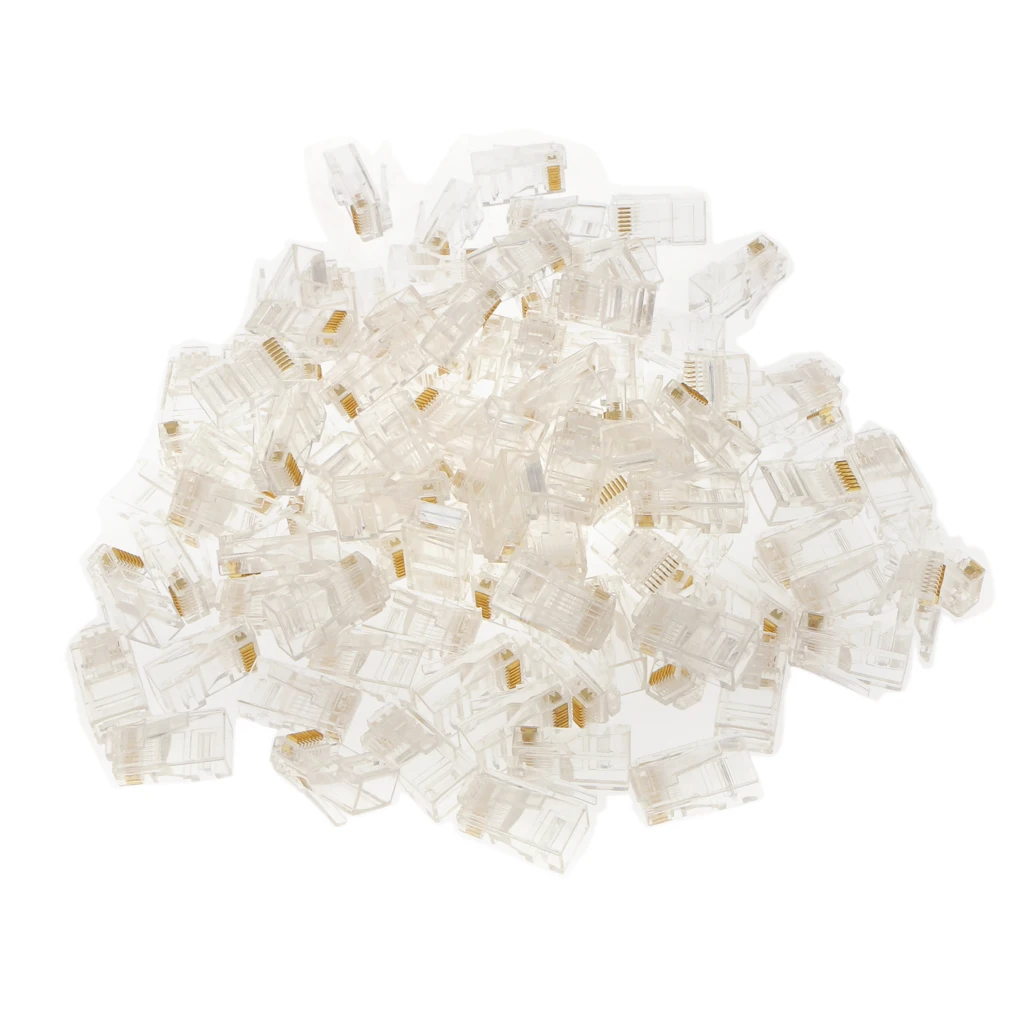 100 Pieces RJ45 Plug Modular LAN Network Connector Internet Ethernet Cable End