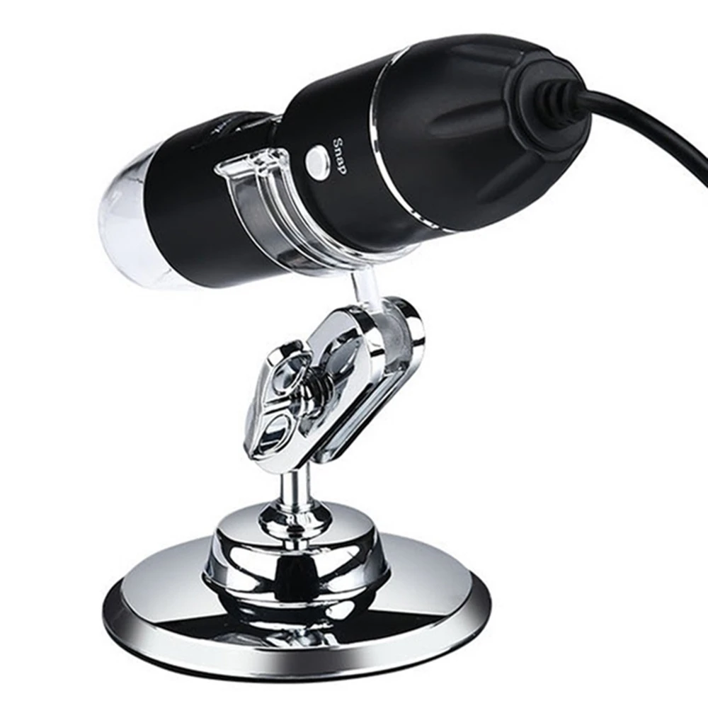 1600X 1000X 500X USB HD 디지털 현미경 줌 돋보기 카메라, 금속 스탠드 8 LED 내시경