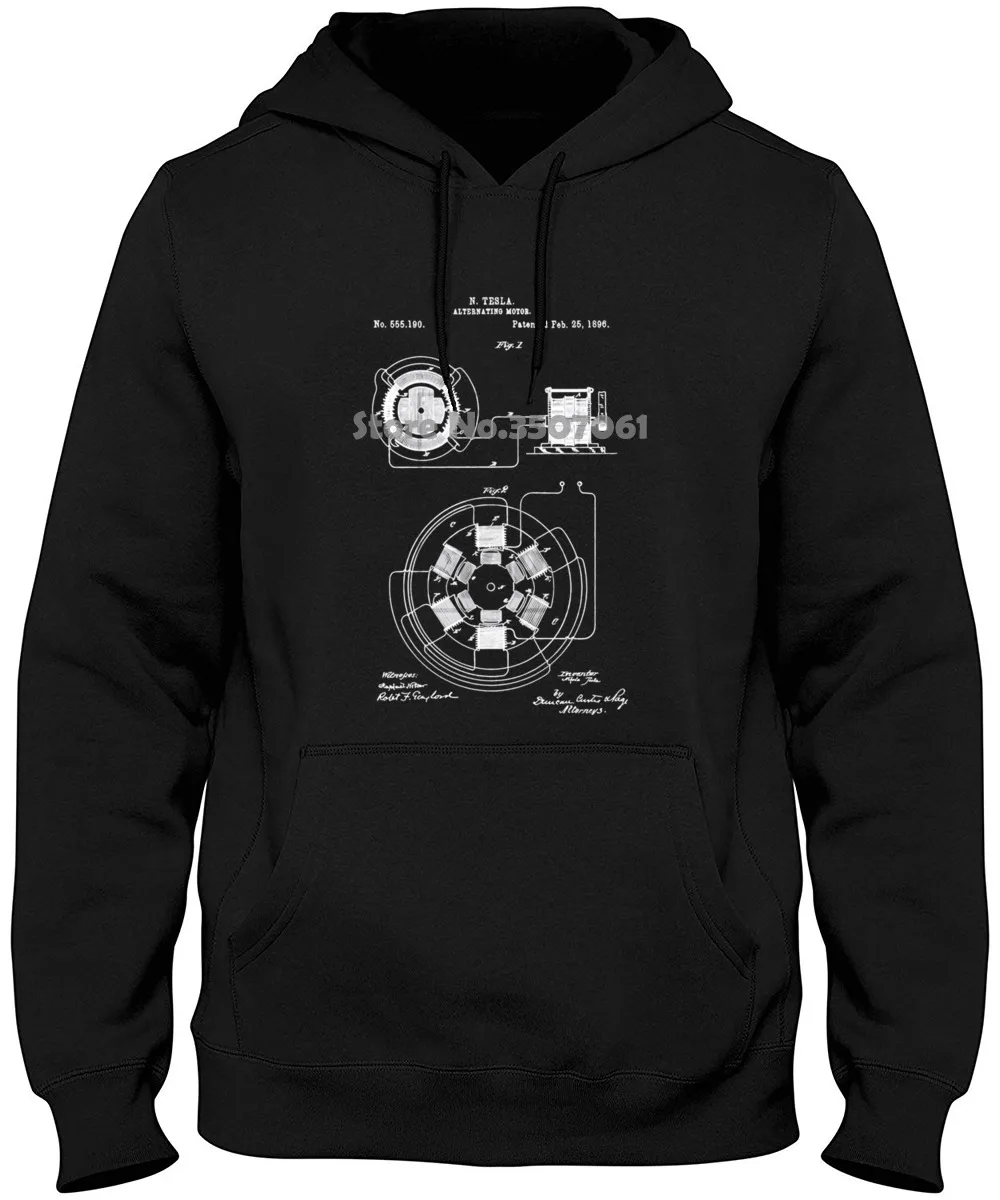 Tesla Alternating Motor Inventions Nikola Patent Simple Tops Cool Funny Gift Hoodies &amp Sweatshirts |