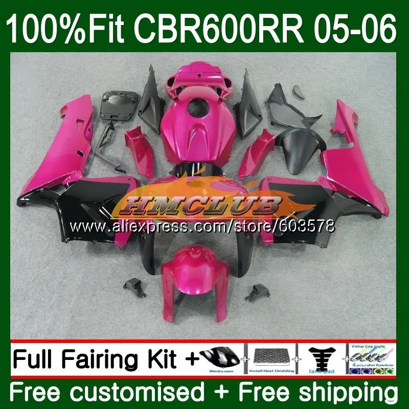 Литые изделия для Honda CBR 600RR CBR600 RR 600F5, розовом и черном цвете, 73CL. 7 CBR600RR F5 05 06 CBR600F5 CBR 600 RR 2005 2006 обтекатель oem