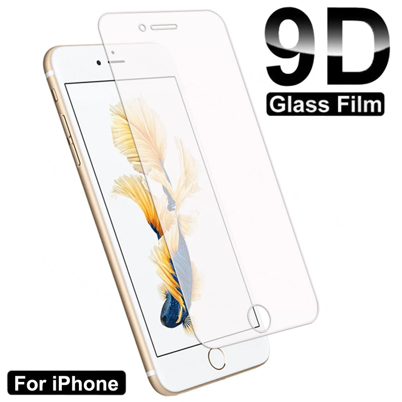 iphone screen protector 9D Full Protection Glass For iPhone 7 8 6 6S Plus Transparent Screen Protector For iPhone 5 5C 5S SE 2020 Tempered Glass Film phone screen protectors