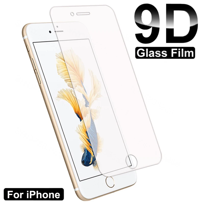 Защитное стекло 9D для iPhone 7/8/6/6S Plus прозрачная стеклянная пленка экрана 5 5C 5S SE 2020 из