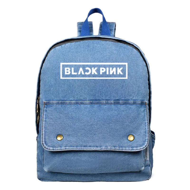 

KPOP BLACKPINK Album Denim Backpack Canvas Simple Square Bag Package Anime Unisex Should Bags For Men And Women SJB803