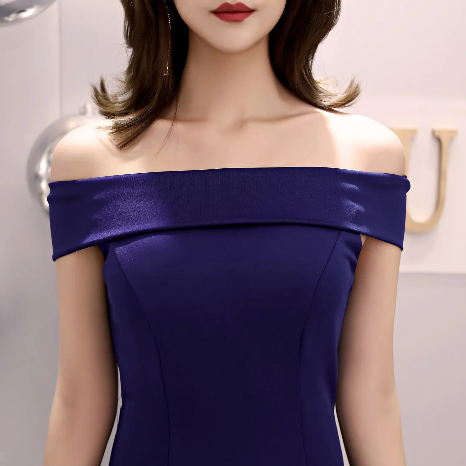 Beauty-Emily, атласные вечерние платья с открытыми плечами, Длинные вечерние платья русалки, вечерние платья, сексуальные свадебные платья с разрезом, robe de soiree