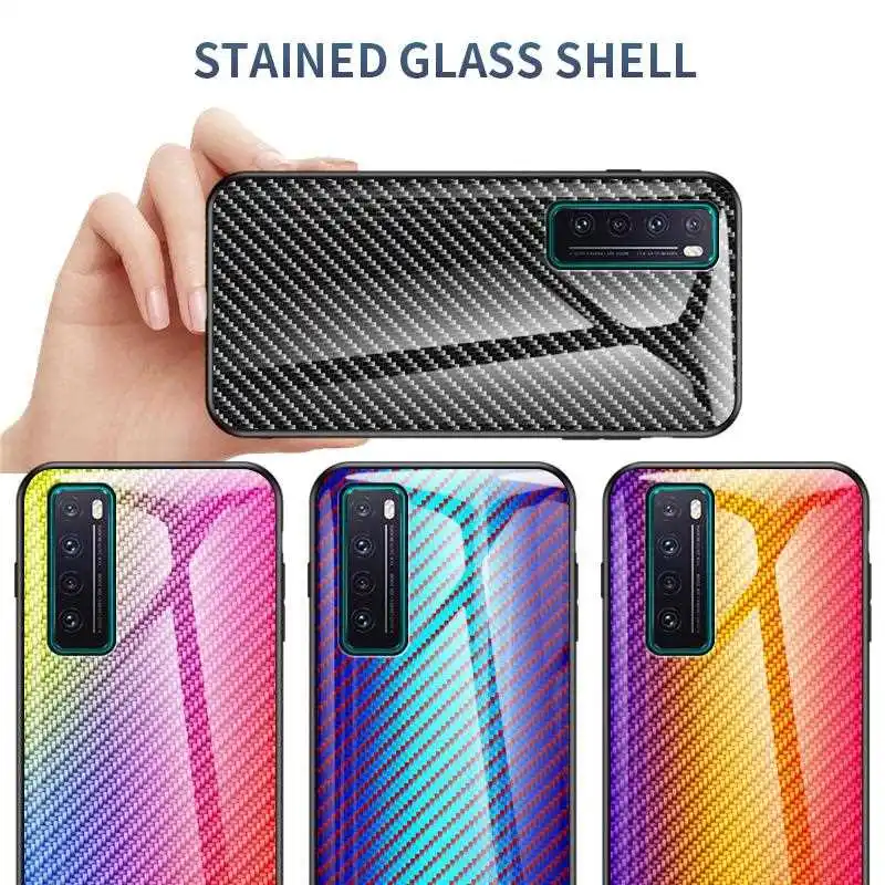 

KatyChoi Fiber Pattern Glass Case For Huawei Nova 7 6 SE 7 5 Pro 4e 3e 4 3i 2i Phone Case Cover