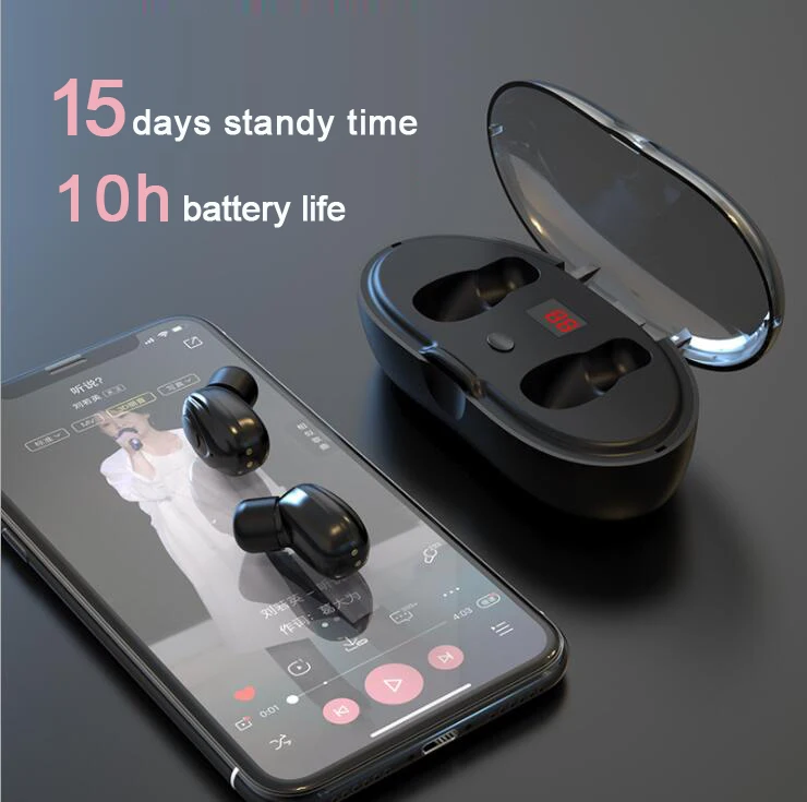 TWS 5.0 Bluetooth Stereo Earphone Wireless Earphones Earphones 3300mAh LED Smart Power Bank Phone Holder