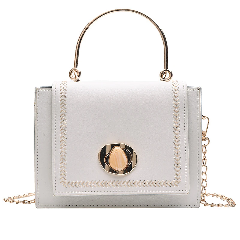 

ABZC-Solid Color Leather Mini Crossbody Bags for Women Summer Messenger Shoulder Bag Female Travel Phone Purses Handbags Chain B