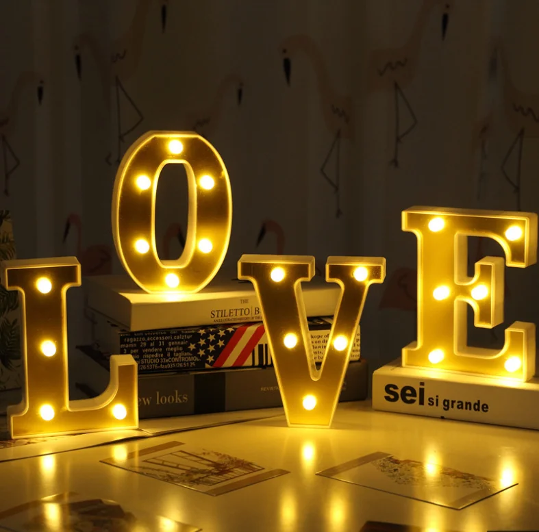 

Luminous 26 English Alphabet Led Letter Light Creative Led Battery Night Lamp 16cm Romantic Wedding Party Room Letter Decoration