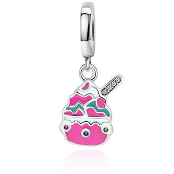 

2019 NEW 100% 925 Sterling Silver New Sweet Ice Cream Pendant Charm Original Jewelry Charming Women Jewelry Factory Direct Gift