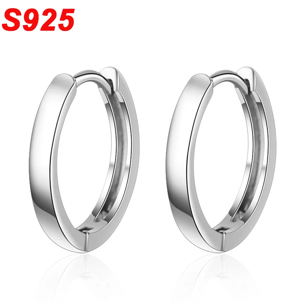 

Minimalist 925 Sterling Silver Small Hoop Earrings Huggies Mini Black Round Circle Loop Boucle Creole Argent Fine Jewelry SE042