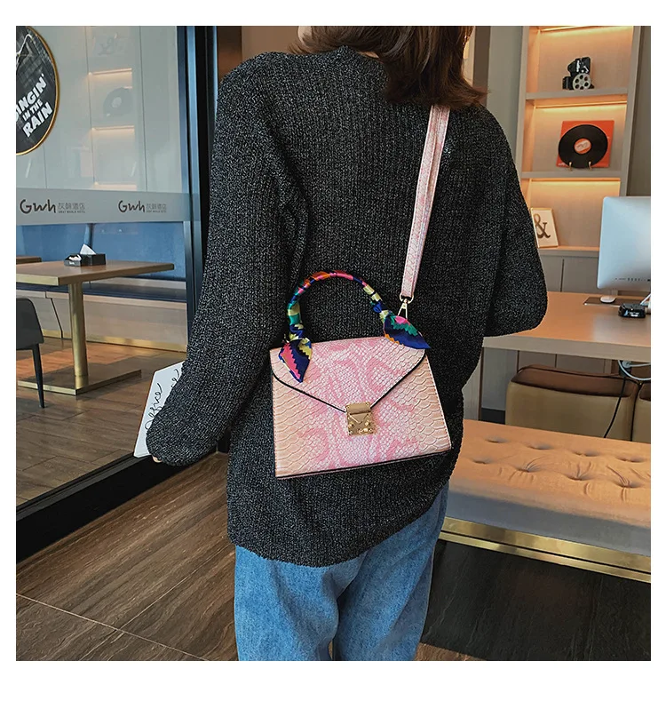 Luxury Crocodile Pattern Crossbody Bags For Women 2019 Small Scarf Handbag PU Leather Hand Bag Ladies Designer Shoulder Bag Blue (19)