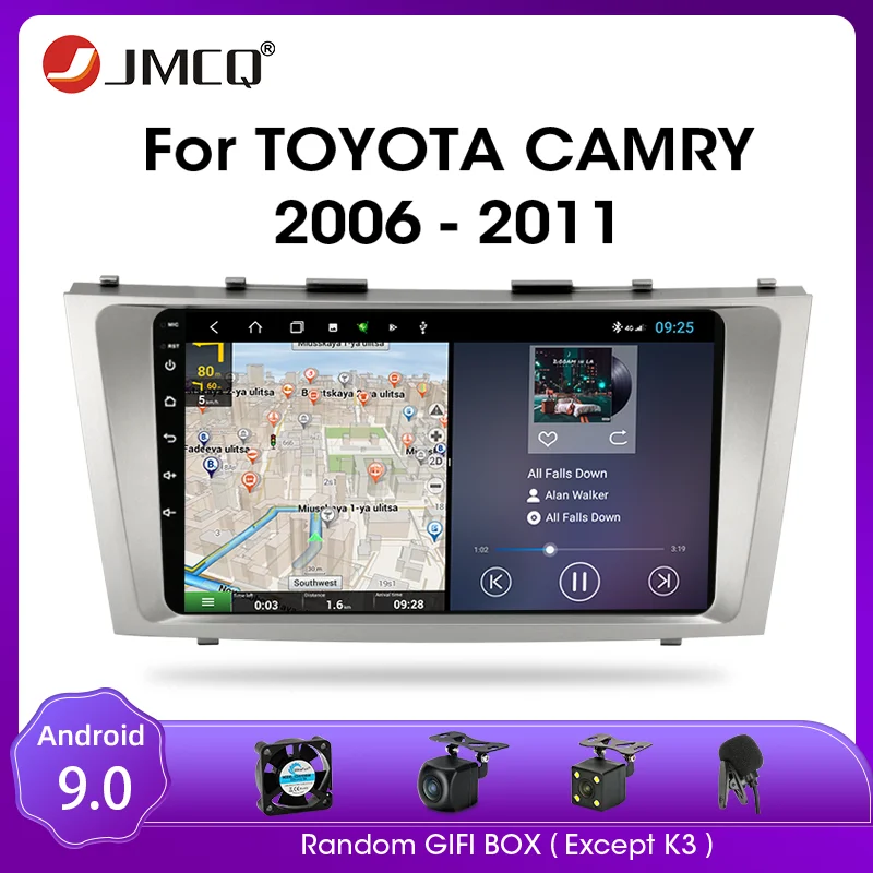 JMCQ Android 9.0 Car Radio For Toyota camry 7 XV 40 50 2006-2011 Multimidia Video 2 din RDS DSP 4+64G GPS Navigaion Split Screen
