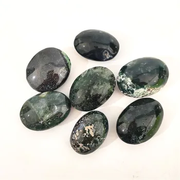 

Hand Carved Careful Natural Moss Agate Crystal Stone Plam