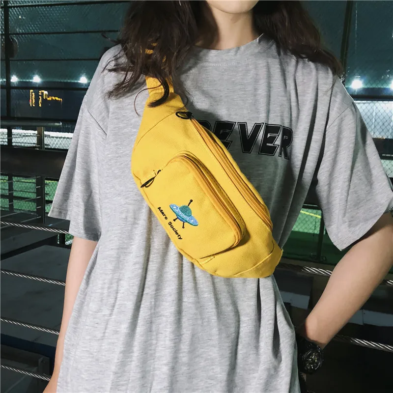 Симпатичная холщовая поясная сумка для женщин 2020 нагрудная через плечо модные