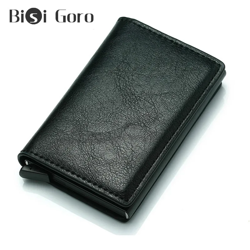BISI GORO черный металлический Анти Rfid кредитный держатель для карт мужчин и женщин