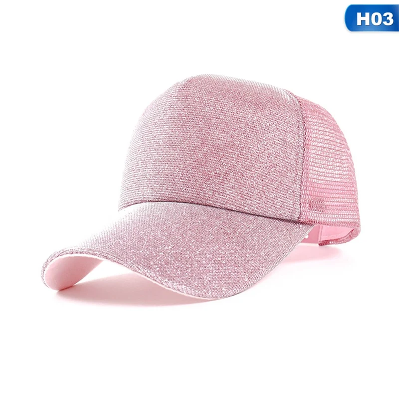 03 New Sequins Fluorescent Baseball Caps With Foams Mesh Classic Visor Hat Fashion Girl Back Cute Style - Color: 03
