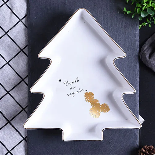 JINSERTA Christmas Tree Dinner Plate Dish Tableware Dessert Fruit Salad SuShi Cake Breakfast Plate Home Desktop Decorative Tray - Цвет: C-L