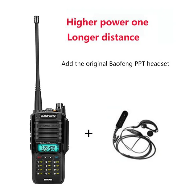 Обновление uv9r Baofeng UV-9R plus 50 км портативная рация 10 Вт 4800 мАч двухстороннее радио vhf uhf ham Радио большой диапазон CB радиостанция - Цвет: 1 PPT headsets