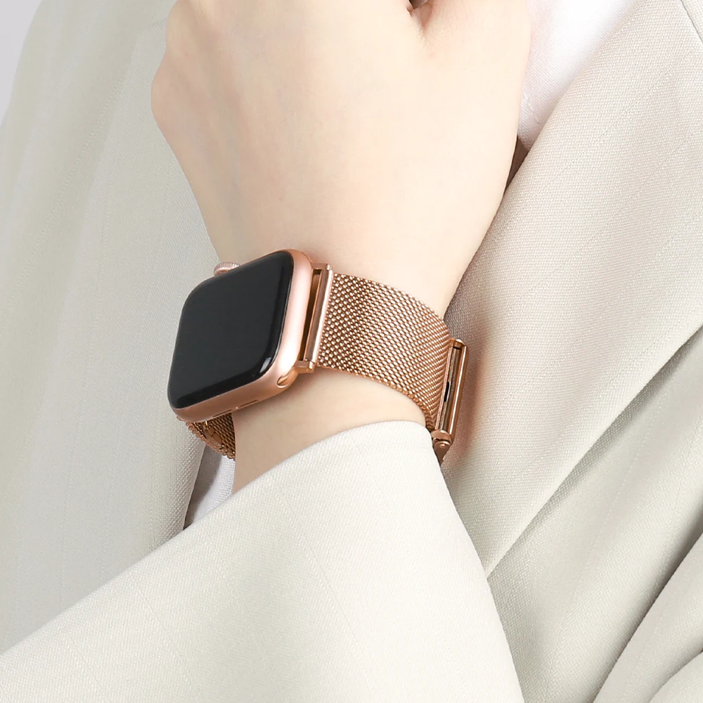 Milanese Stainless Steel Metal for apple watch Watchband 38 42 41 45 40mm 44 Band Strap iwatch Bracelet series SE 7 6 54321 | Наручные