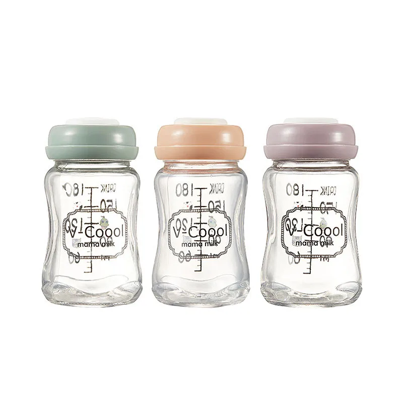 

V-Coool Wide Mouth Glass Breastmilk Bottle Breast Milk Storage Bottle Sealing Large Measuring Font Silicone Gasket