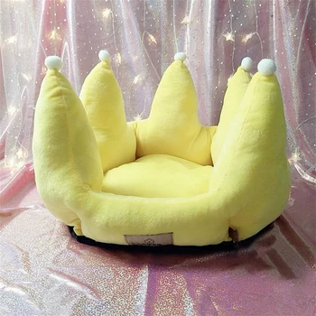 

Cute Crown Dog Beds for Small Dogs Pet Kennels Nest Soft Cotton Puppy Basket Cat Bed Cushion Princess Chihuahua Teddy House