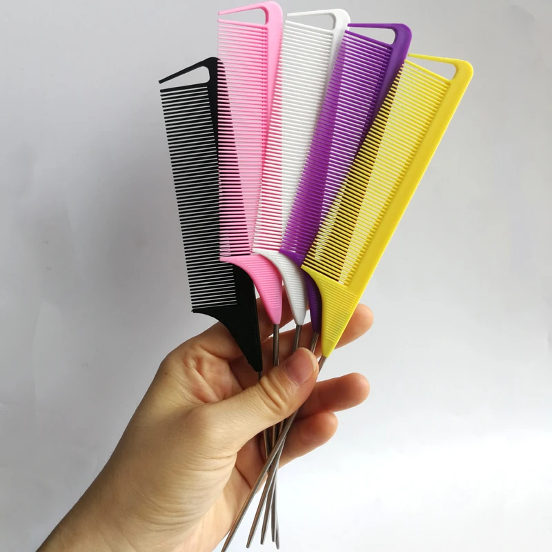Professional Pointed Tail Hair Styling Comb Antistatic Hair Dye Brush Barber Steel Needle Pin Rat Tip Combs Barber Accessories 5